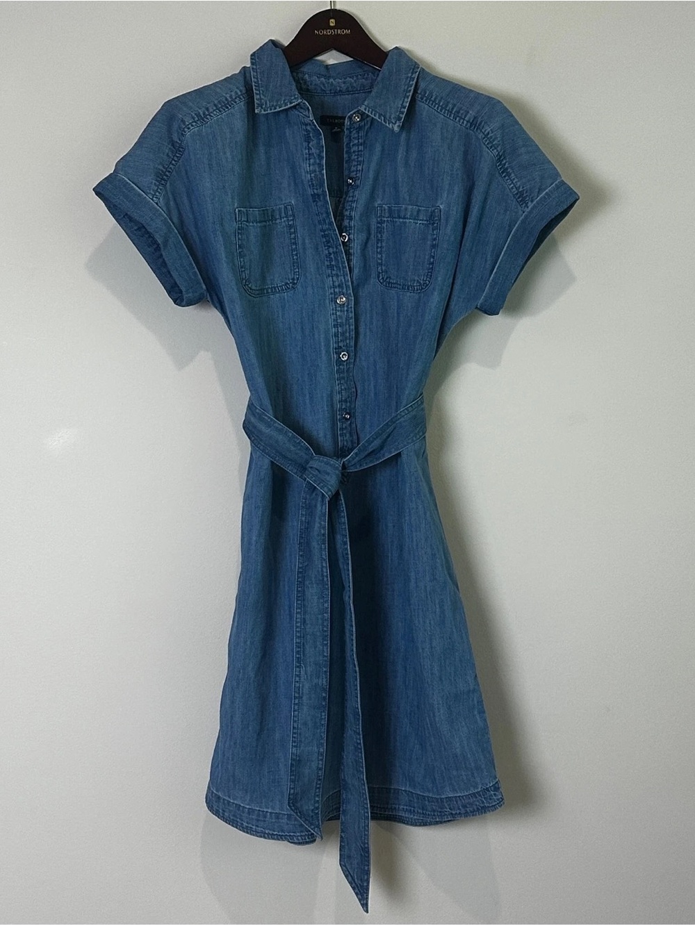 Talbots Denim Shirt Dress Sz 6 Chambray Belted